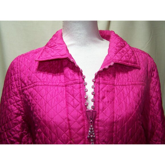 The Quacker Factory Jacket Barbie Pink Silk Quilted Small - Picture 2 of 7